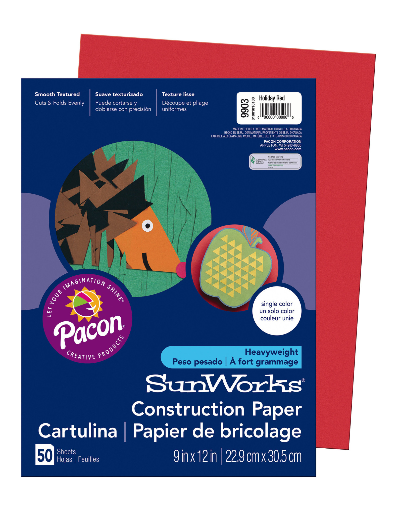 HEAVYWEIGHT CONSTRUCTION PAPER : HOLIDAY RED - 9x12 - 50 PC