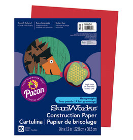 HEAVYWEIGHT CONSTRUCTION PAPER : HOLIDAY RED - 9x12 - 50 PC