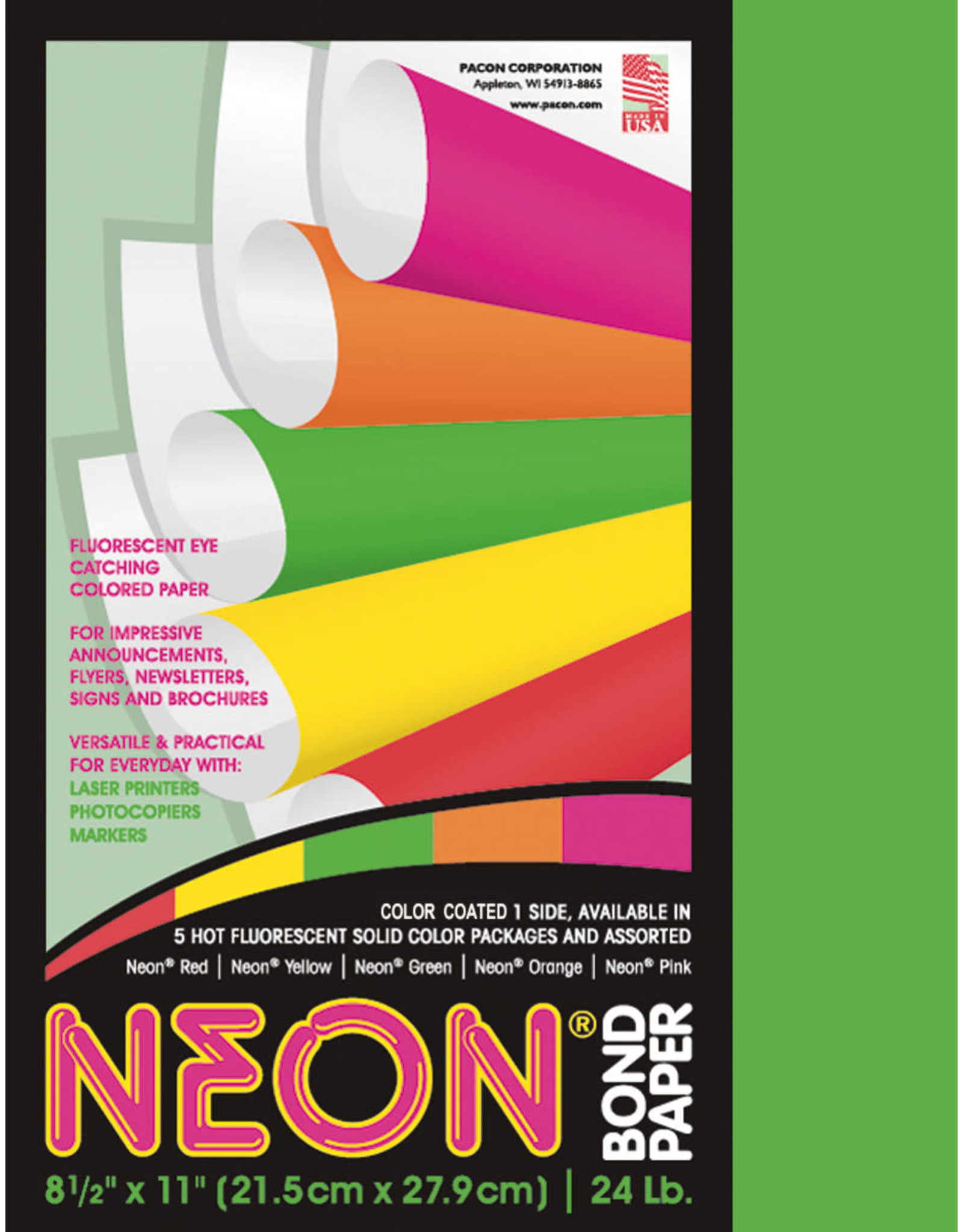 NEON PAPER  GREEN 8 1/2"X11" 100 SHEETS