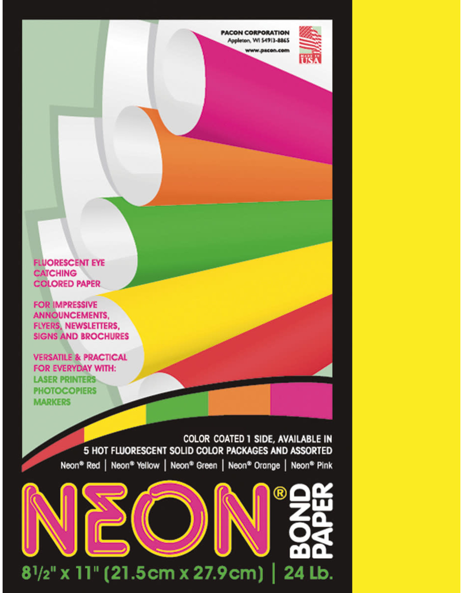 NEON PAPER  YELLOW -  8 1/2"X11" 100 SHEETS