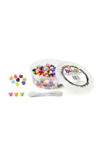 HEART PONY BEADS:  175pcs 12x10mm W/ THREAD
