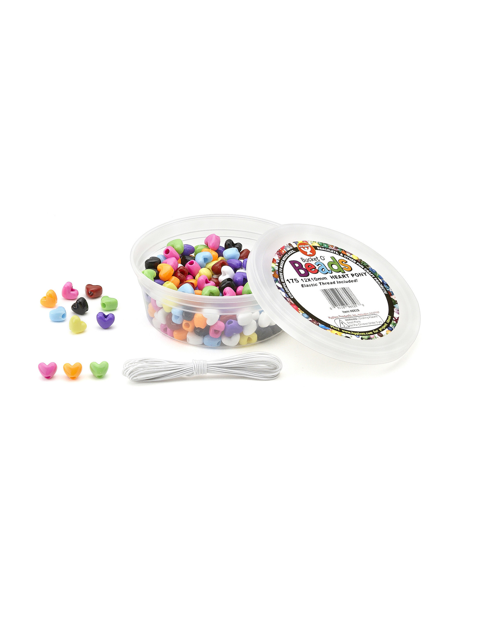 HEART PONY BEADS:  175pcs 12x10mm W/ THREAD