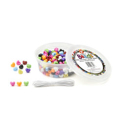 HEART PONY BEADS:  175pcs 12x10mm W/ THREAD