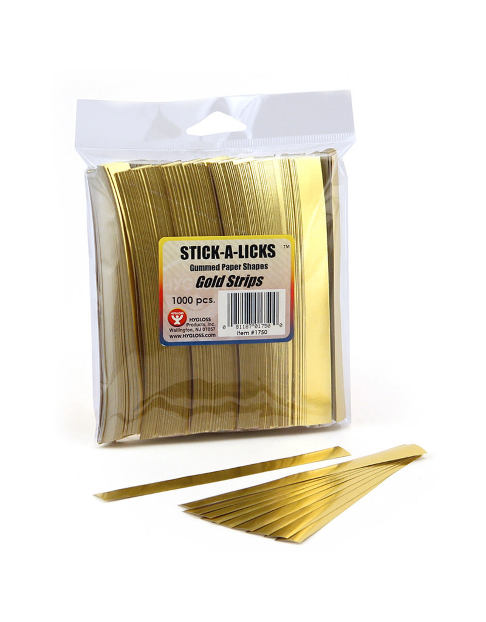 HYGLOSS STICK-A-LICKS: CHAIN STRIPS ½"x5" GOLD 1000 PACK