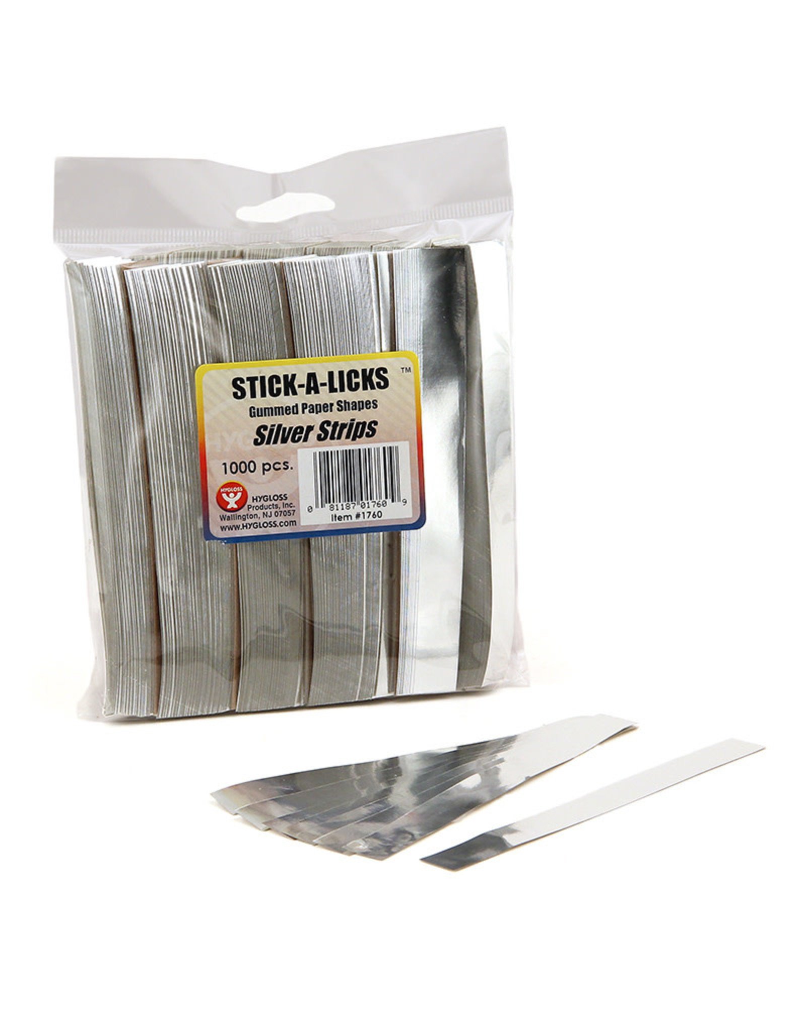 HYGLOSS STICK-A-LICKS: CHAIN STRIPS  ½"x5" SILVER 1000 PACK