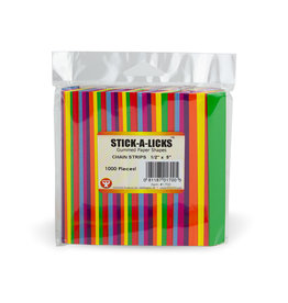 HYGLOSS STICK-A-LICKS : CHAIN STRIPS  ½"x5"  ASSORTED COLORS 1,000 PACK