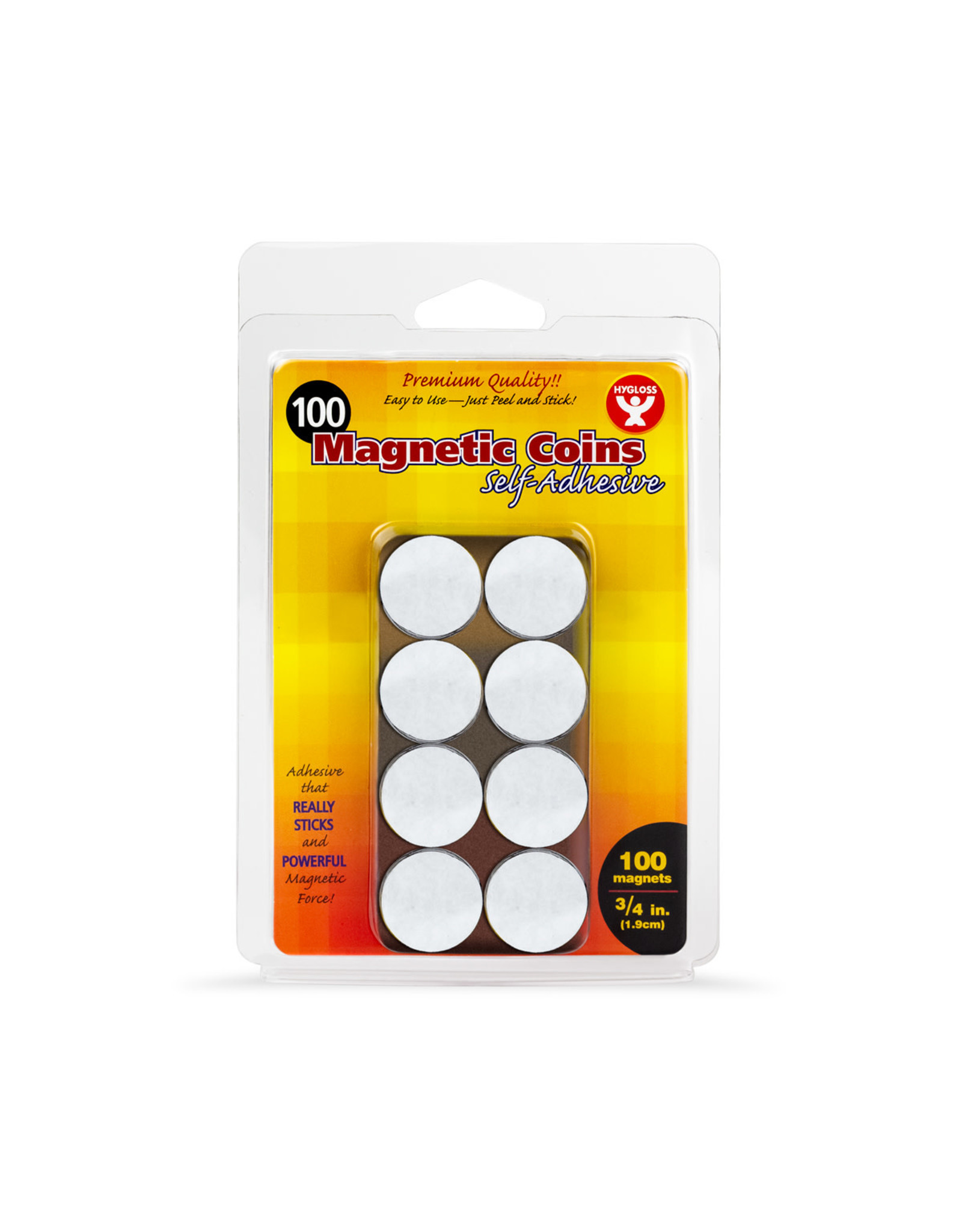 MAGNETIC COINS - SELF ADHESIVE 100 PACK