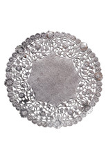 PAPER LACE DOILIES: 8" ROUND SILVER 12PC