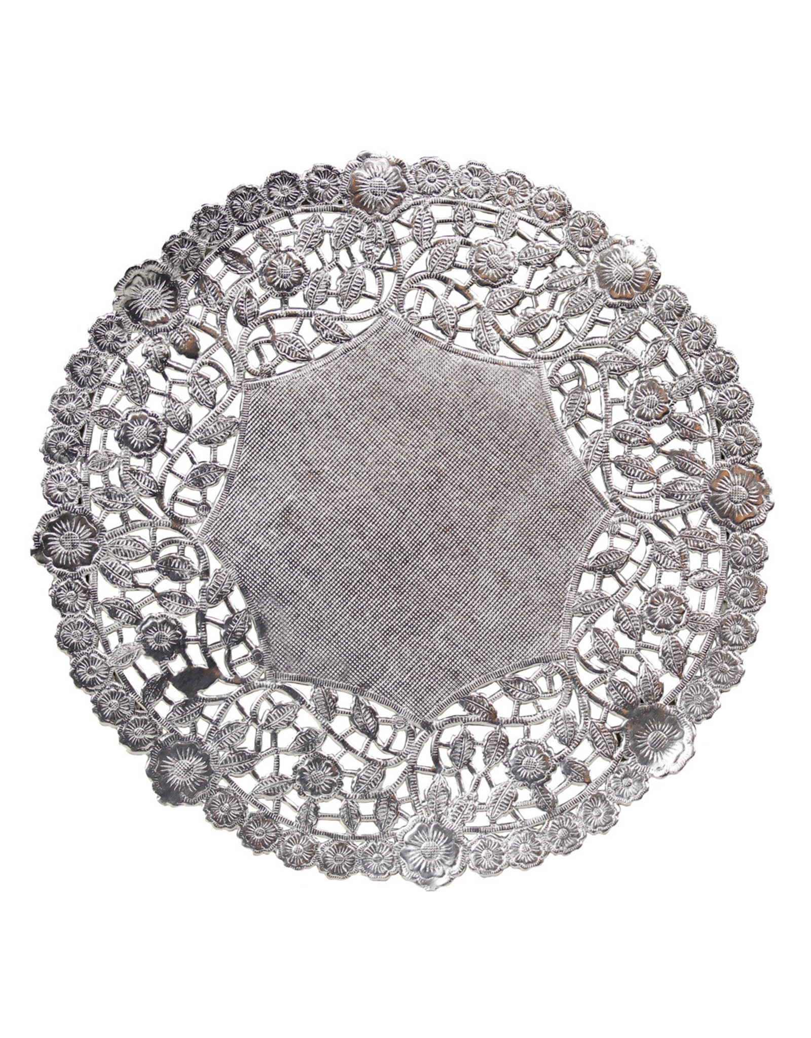 PAPER LACE DOILIES: 8" ROUND SILVER 12PC