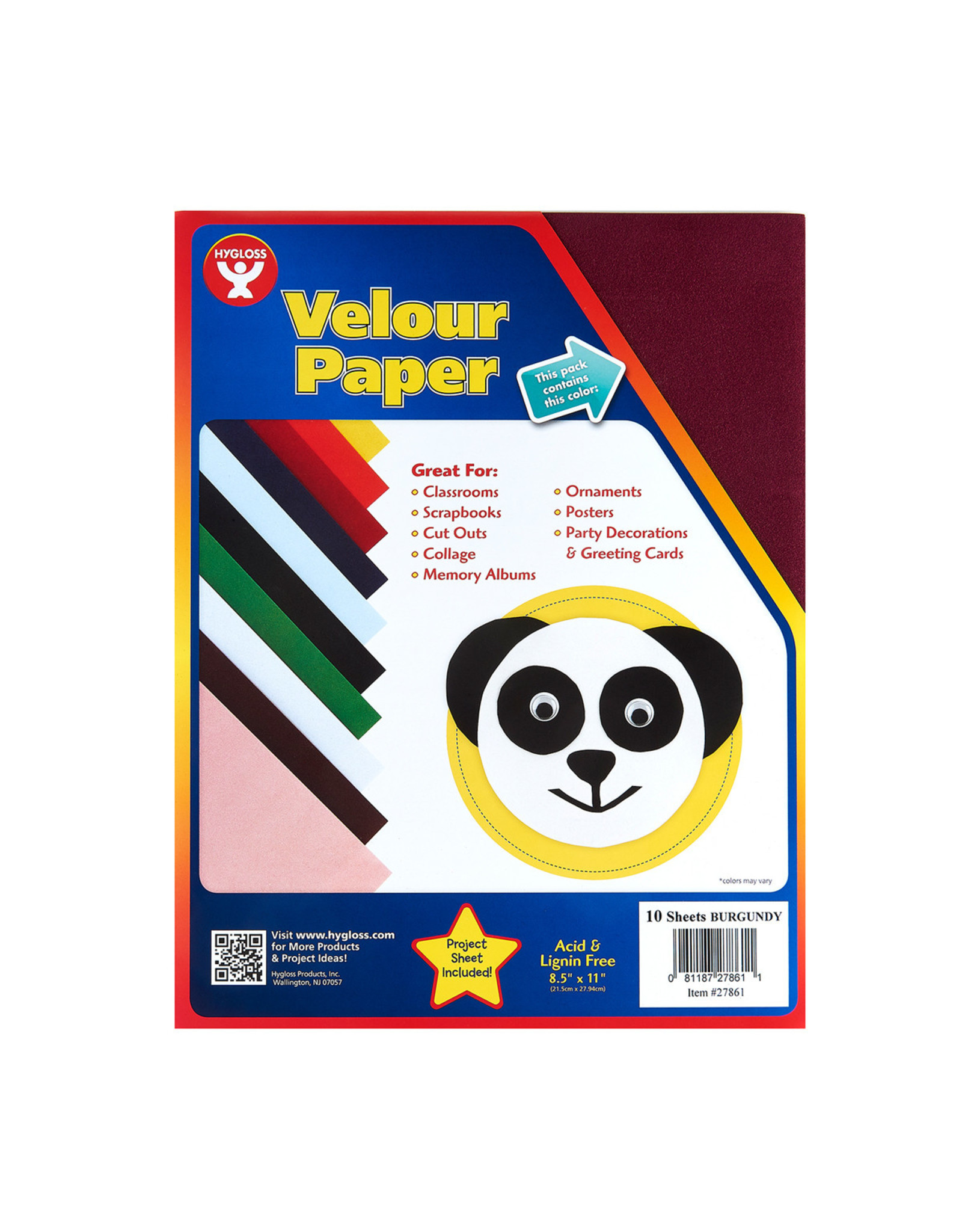 HYGLOSS VELOUR PAPER  8.5x11 MAROON  10 PACK