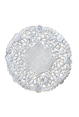 PAPER LACE DOILIES: 4"  ROUND SILVER 12PCS