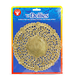 PAPER LACE DOILIES: 6" ROUND GOLD 12 PCS