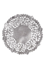 PAPER LACE DOILIES: 6" ROUND SILVER 12PCS