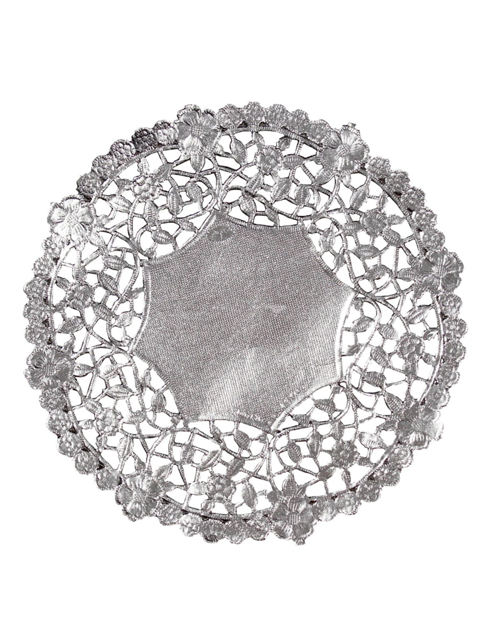 PAPER LACE DOILIES: 6" ROUND SILVER 12PCS