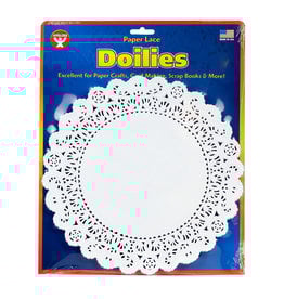 PAPER LACE DOILIES: 8" ROUND WHITE 36pcs