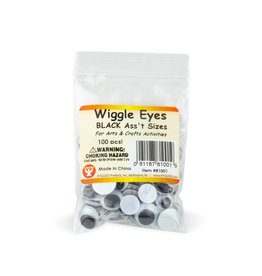 WIGGLE EYES - 100Pcs  ASSORTED  SIZES
