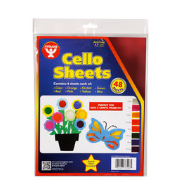 CELLO SHEETS ASSORTED COLORS  8.5"X11" 48 PACK