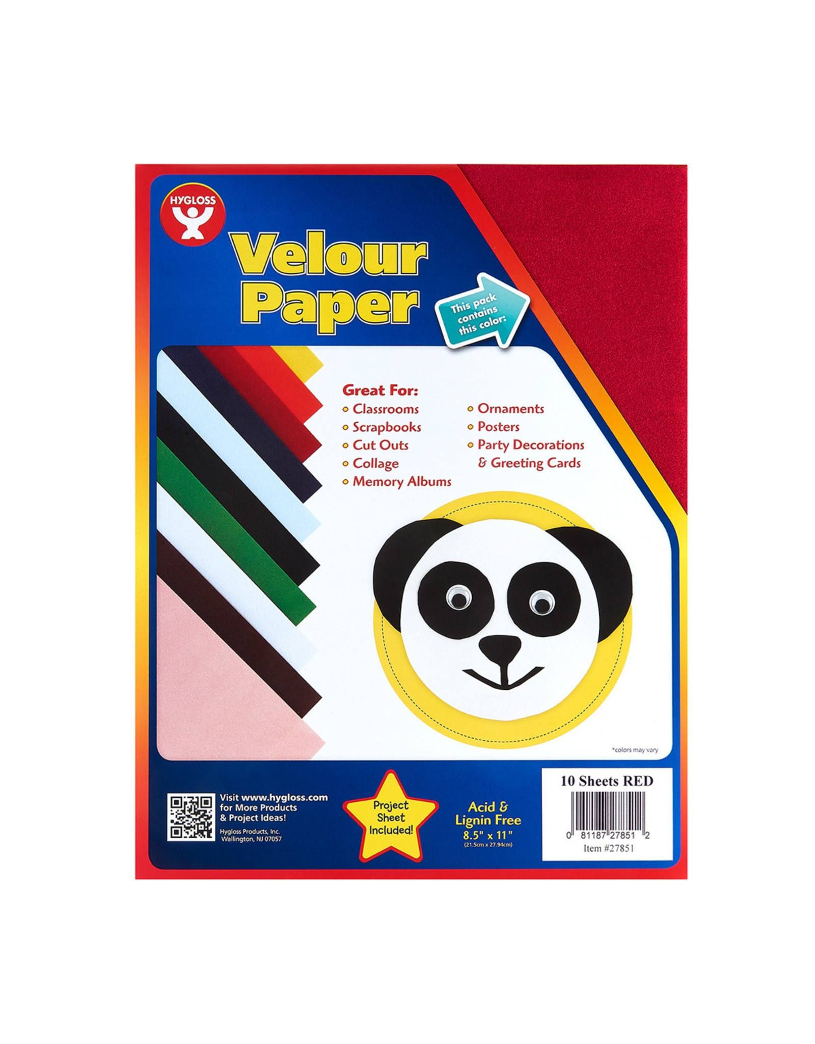 HYGLOSS VELOUR PAPER - 8.5x11 - RED 10 PACK