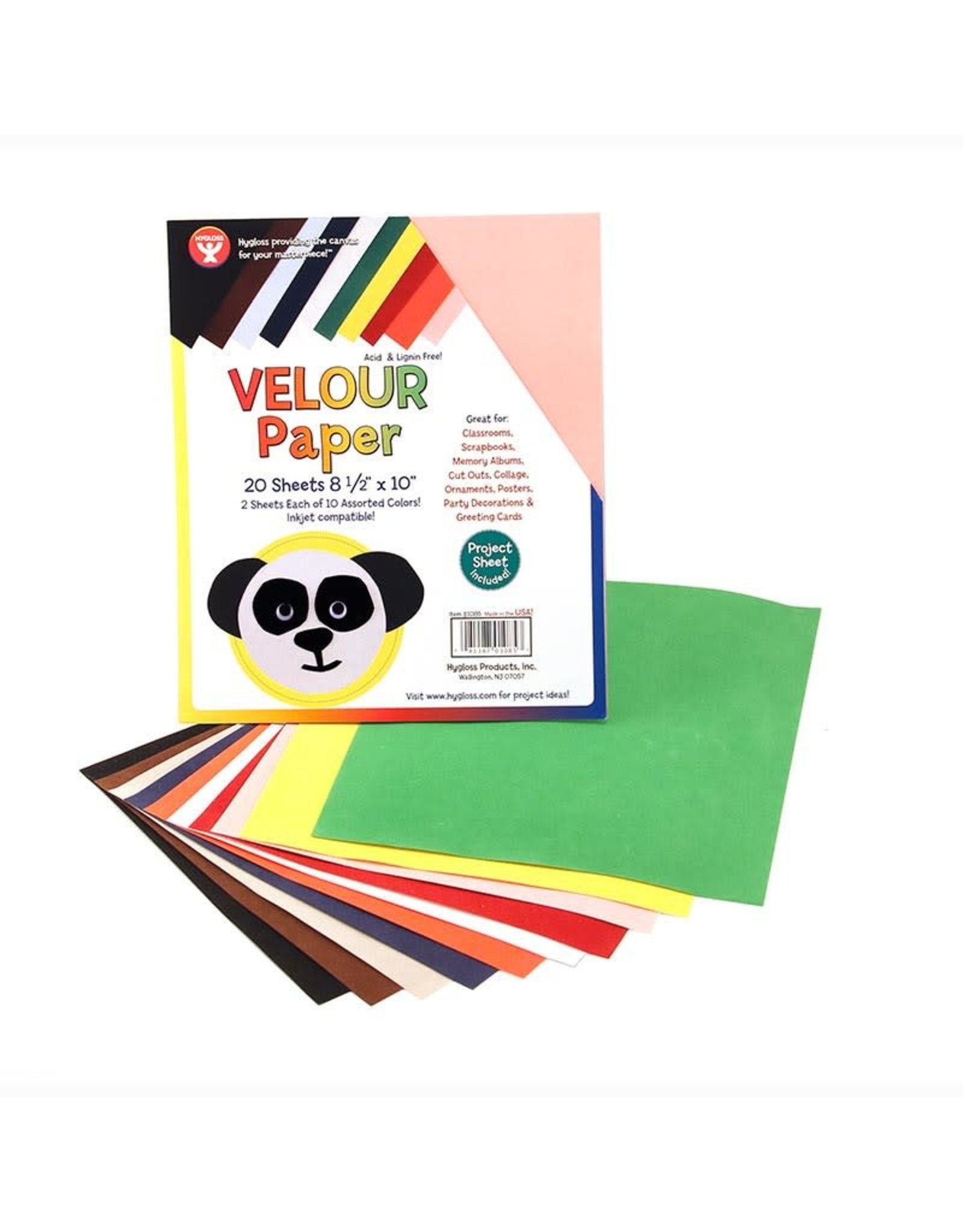 HYGLOSS VELOUR PAPER - 8.5"x10" - ASSORTED 20 PACK