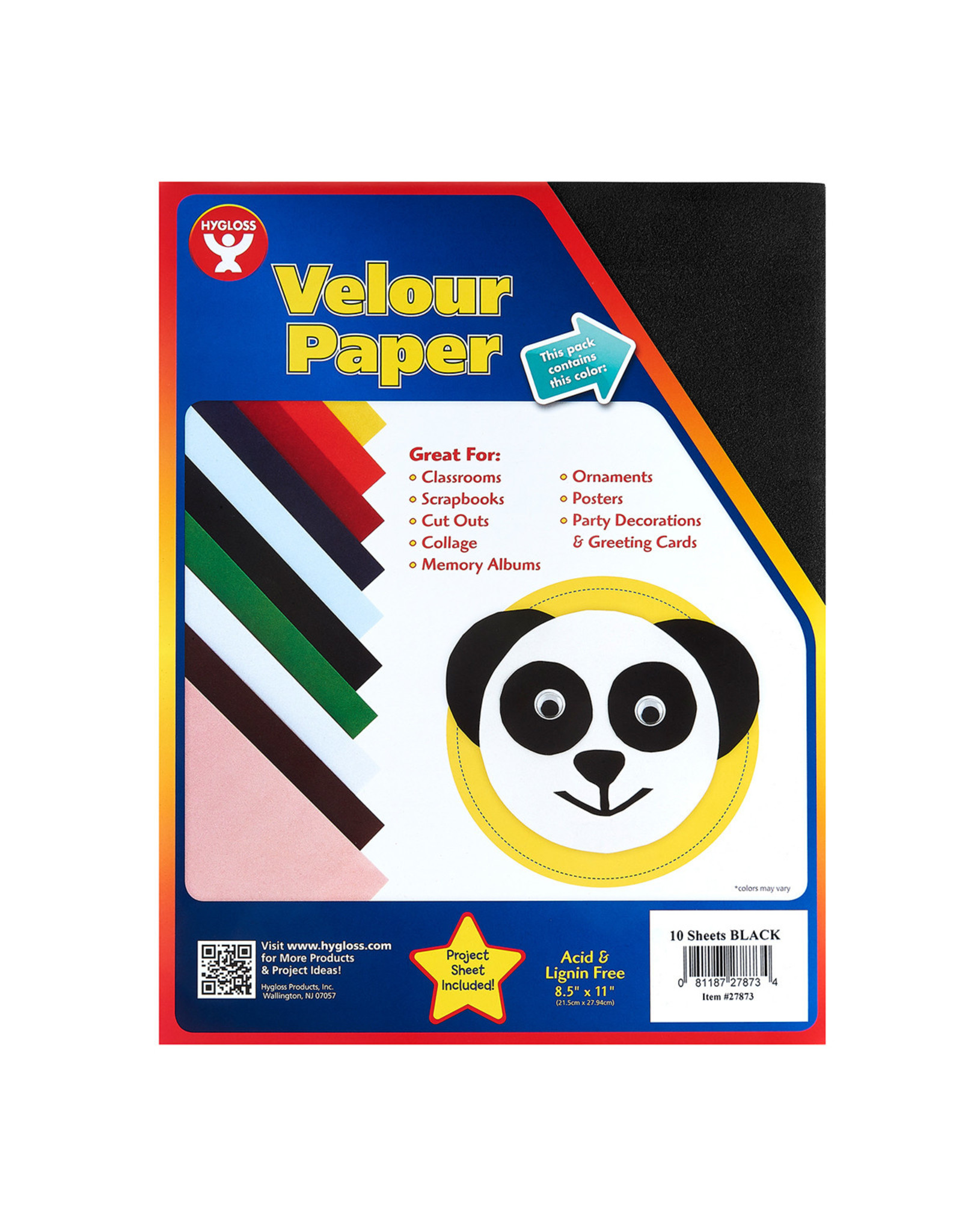 HYGLOSS VELOUR PAPER - 8.5x11 - BLACK  10 PACK