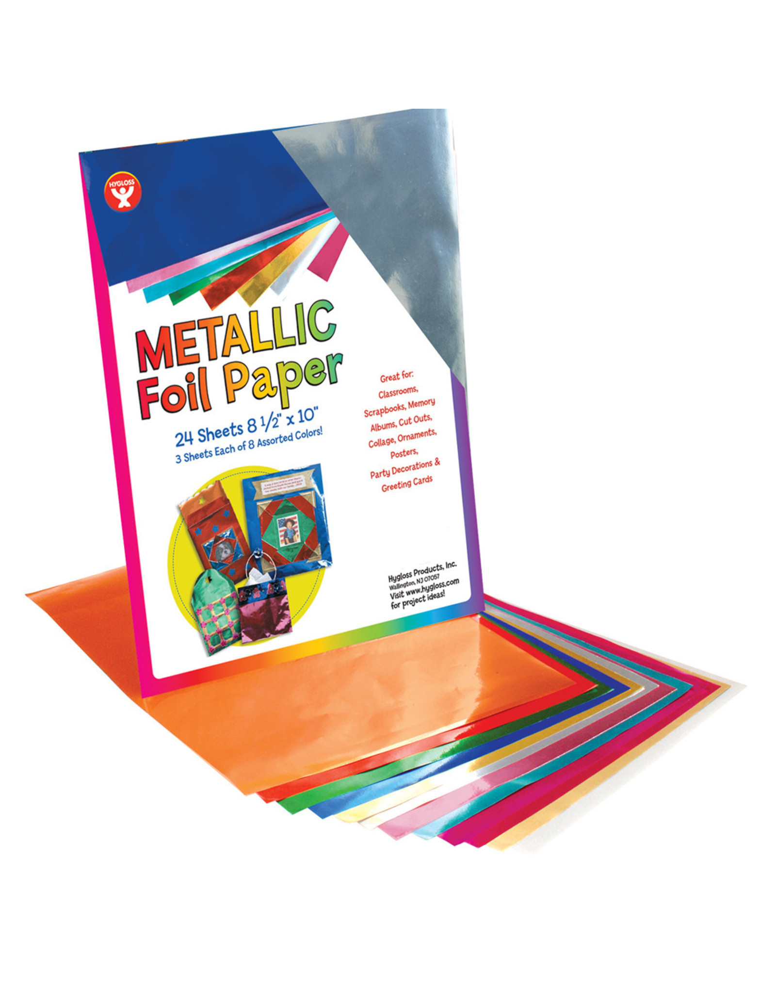 METALLIC PAPER -  8½x10 - 8  ASSORTED COLORS - 24 PACK