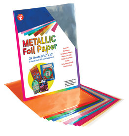 METALLIC PAPER -  8½x10 - 8  ASSORTED COLORS - 24 PACK