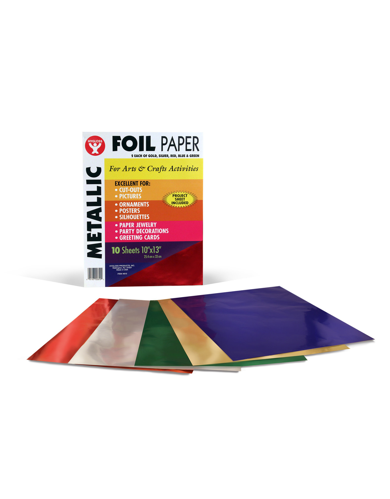 METALLIC PAPER: 10x13, ASSORTED COLORS 10 PACK