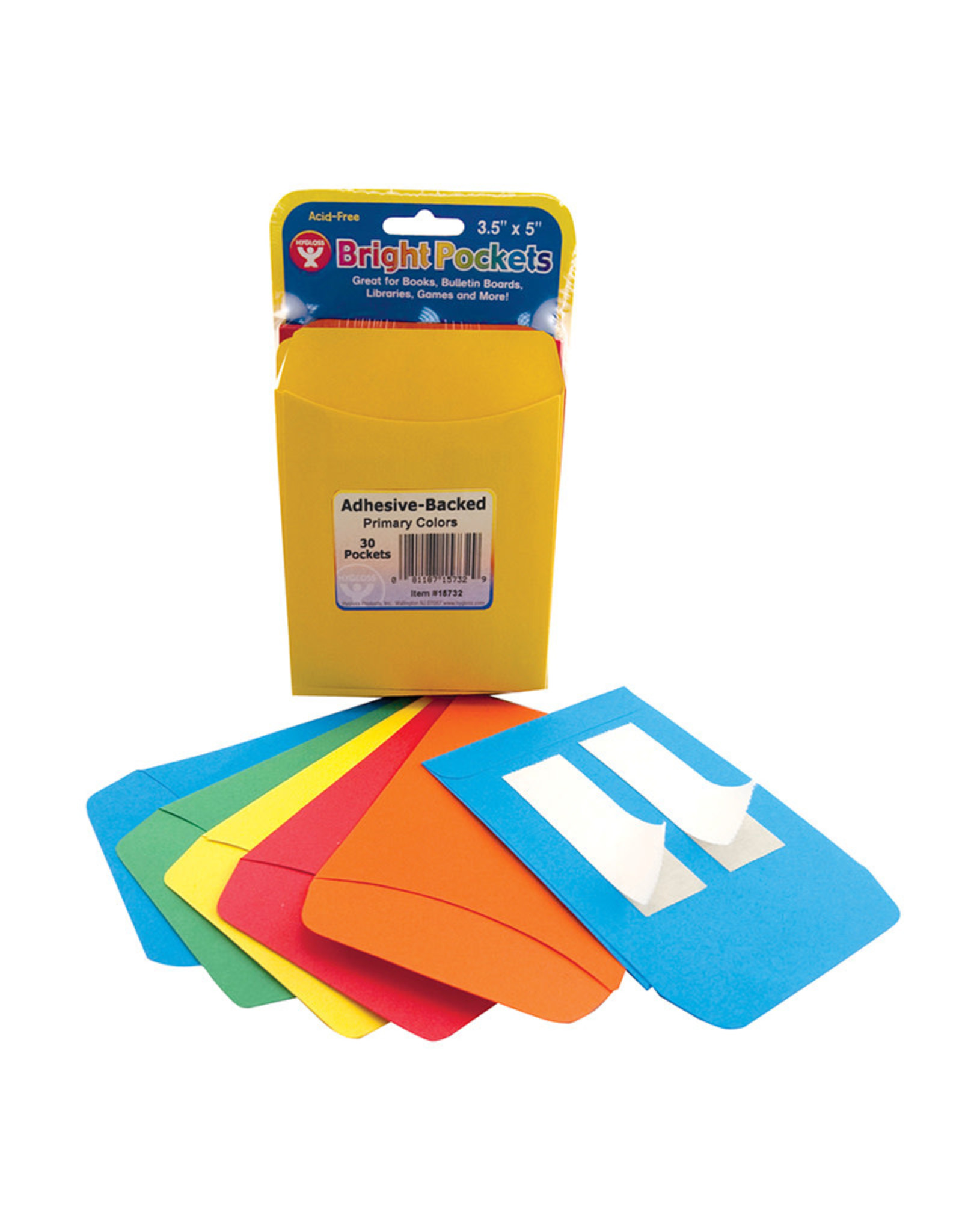 LIBRARY POCKETS: BRIGHT POCKETS 3.5"X5" - 30 PACK