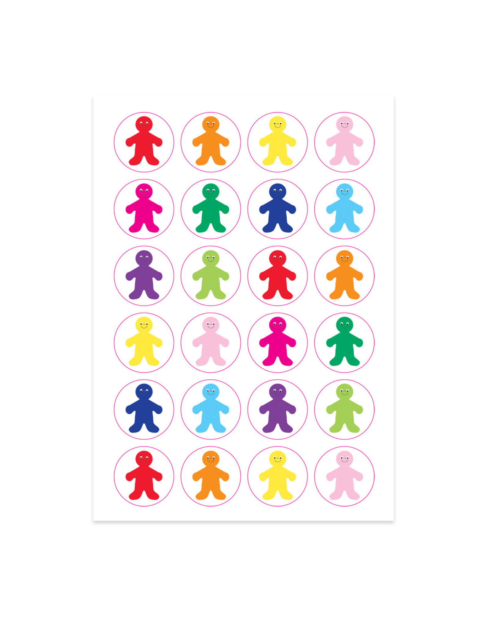 STICKERS -  RAINBOW PEOPLE 1"  3 sheets