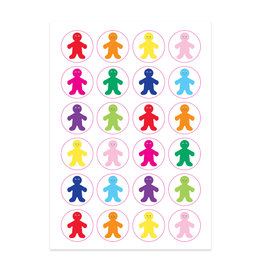 STICKERS -  RAINBOW PEOPLE 1"  3 sheets