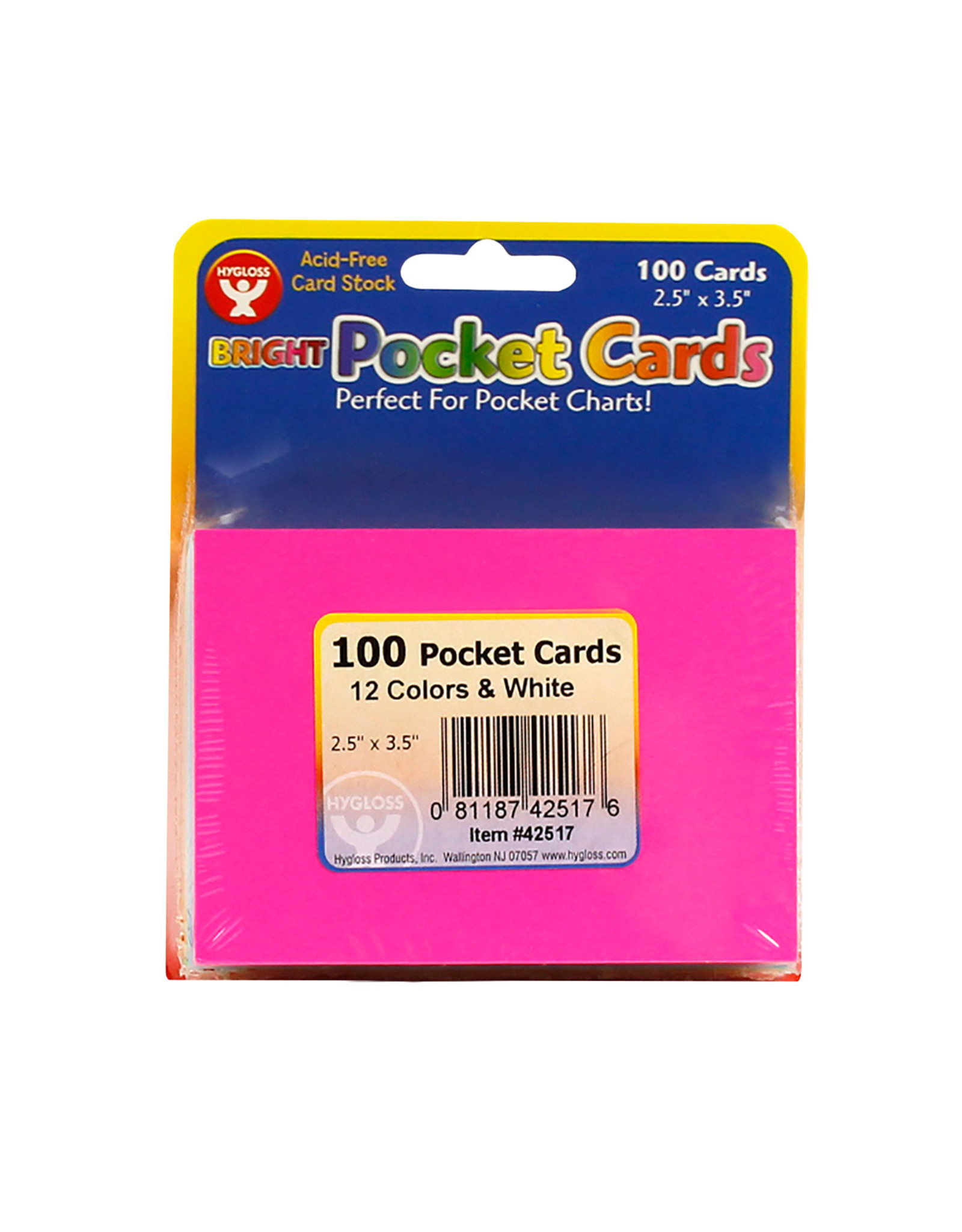 POCKET CARDS 2.5x3.5ASST CLRS  100CRDS