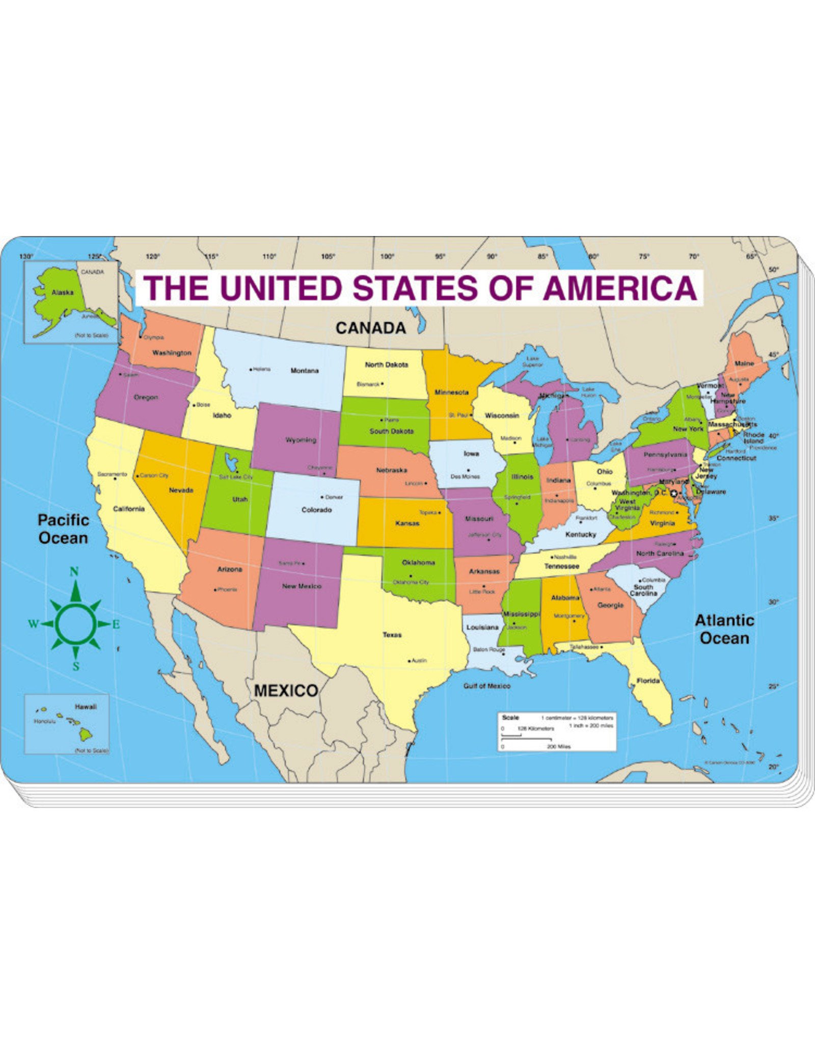 Carson-Dellosa MAP PAD: U.S. MAP 30 SHEETS 16"X10.75"