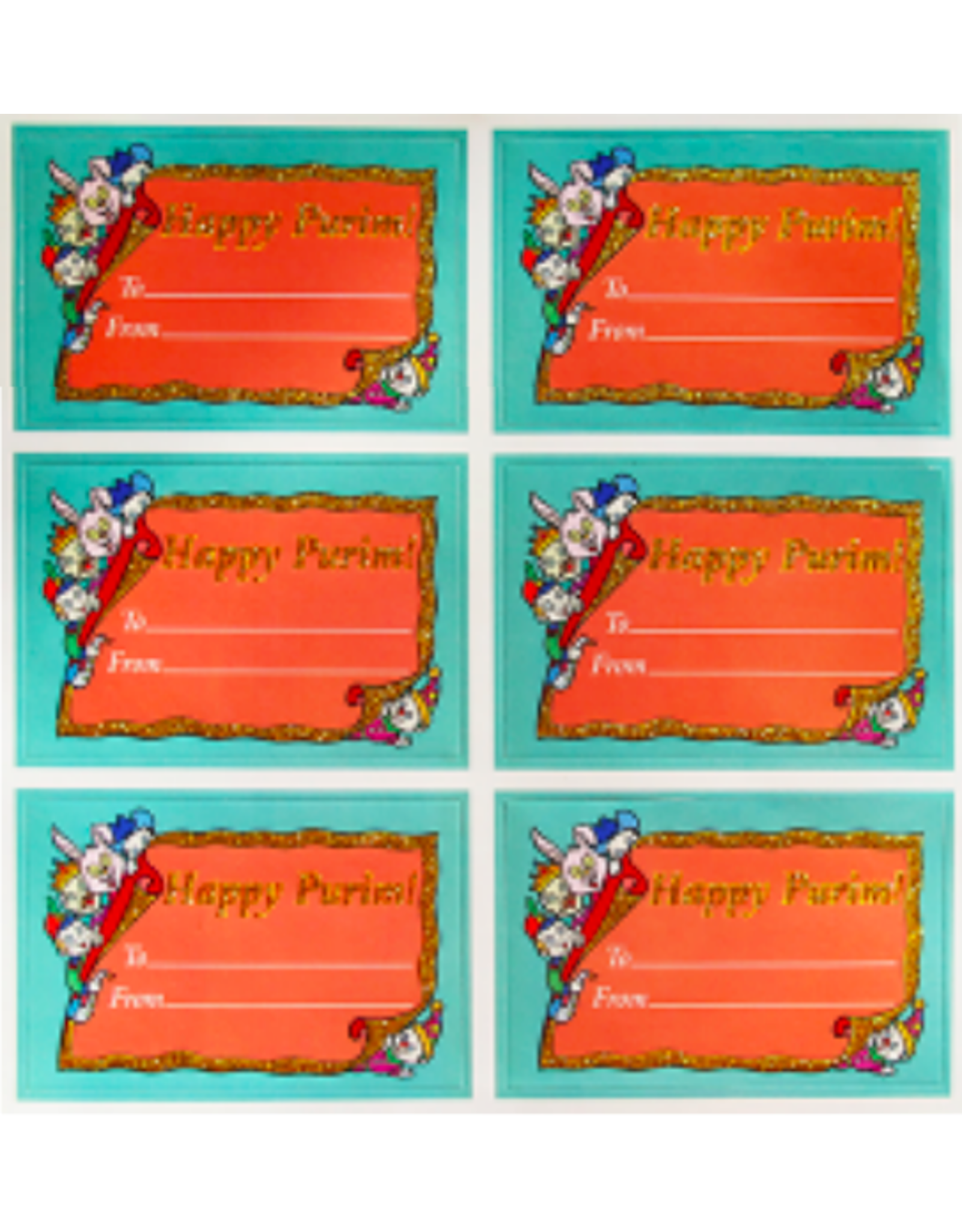 PURIM LABEL: HAPPY PURIM, GLITTER