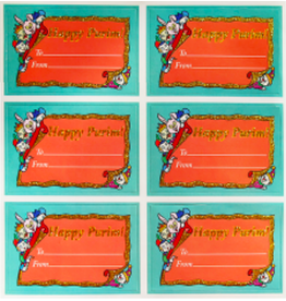 PURIM LABEL: HAPPY PURIM, GLITTER