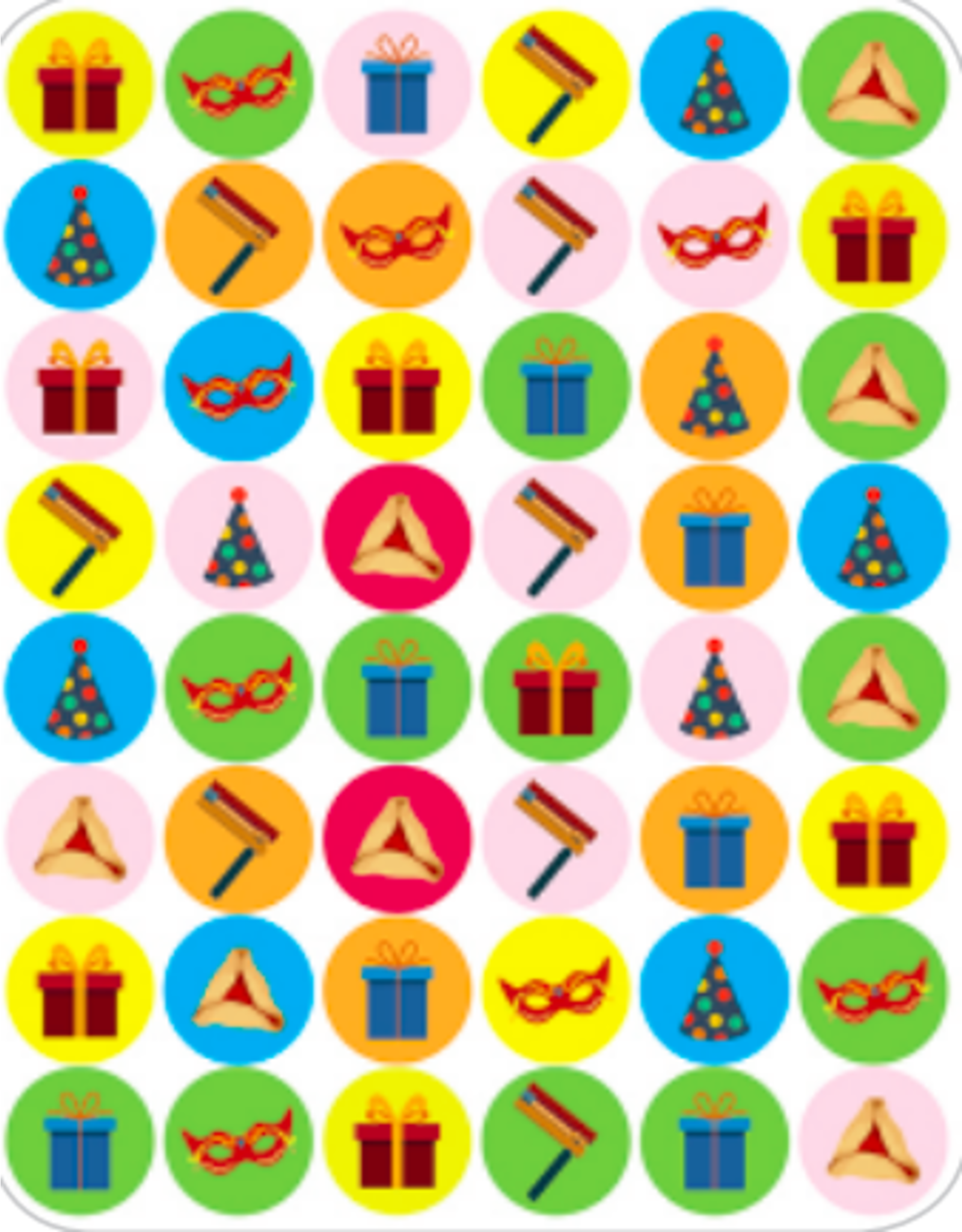 STICKERS: MINI PURIM DOT 1/2" - 6 SHEETS