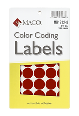 COLOR CODING STICKER:  3/4" ROUND RED 1000 PACK