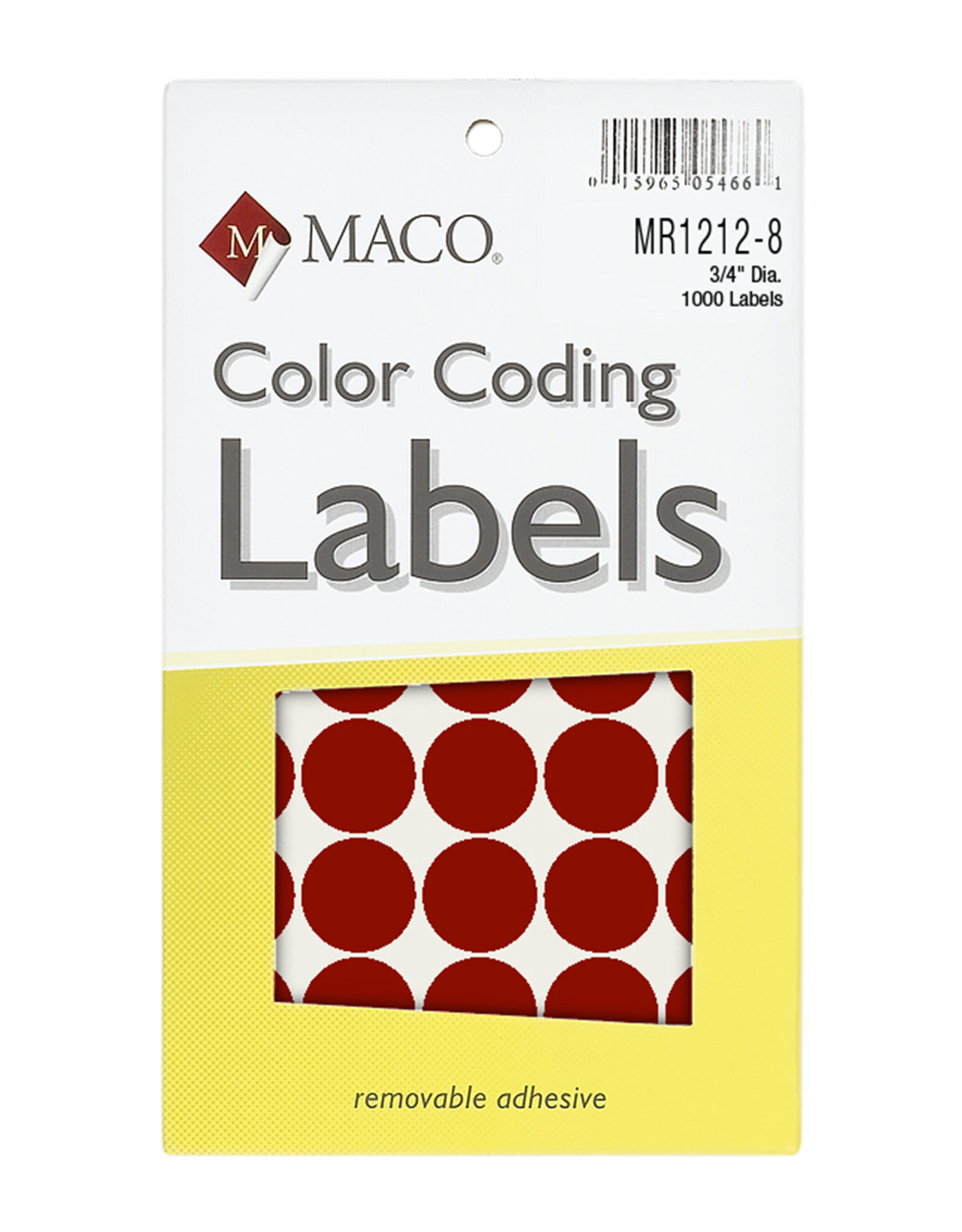 COLOR CODING STICKER:  3/4" ROUND RED 1000 PACK