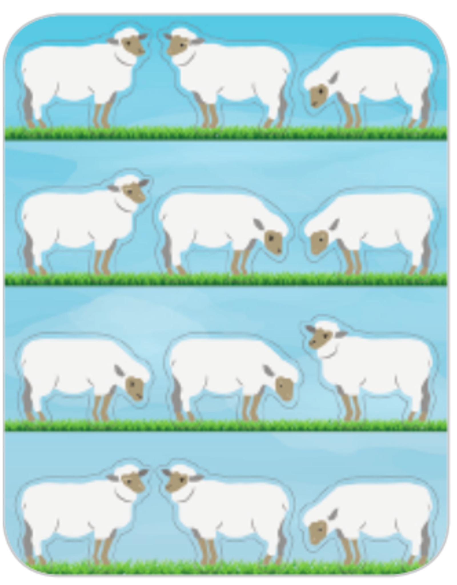 RANENU STICKERS: GRAZING SHEEP - 12 PER SHEET - 6 SHEETS