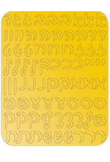 RANENU STICKERS -  ALEF BEIS SCRIPT-GOLD approx .5" 6 SHEETS