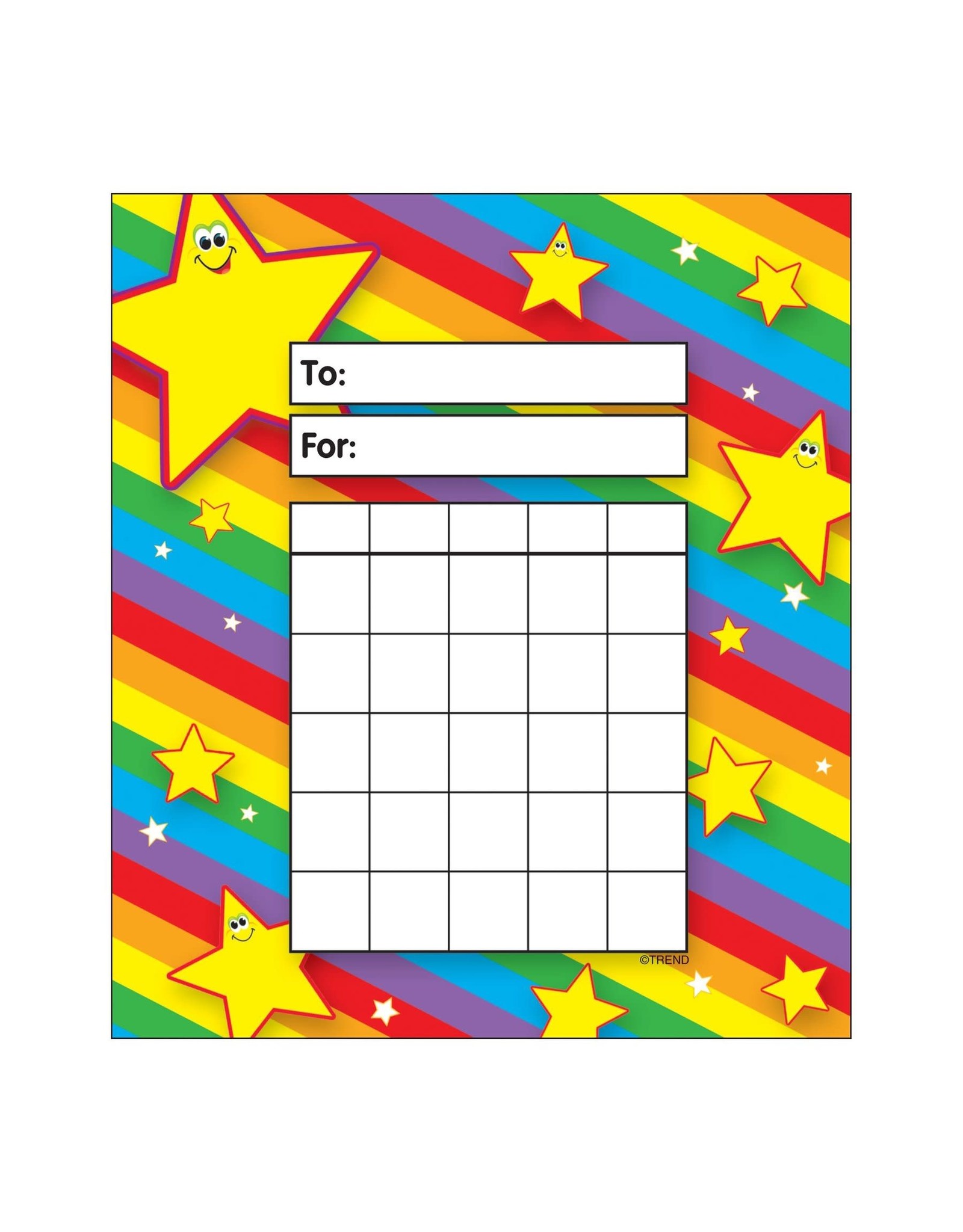 MINI INCENTIVE PAD: 5"X6" RAINBOW STARS 36 PACK