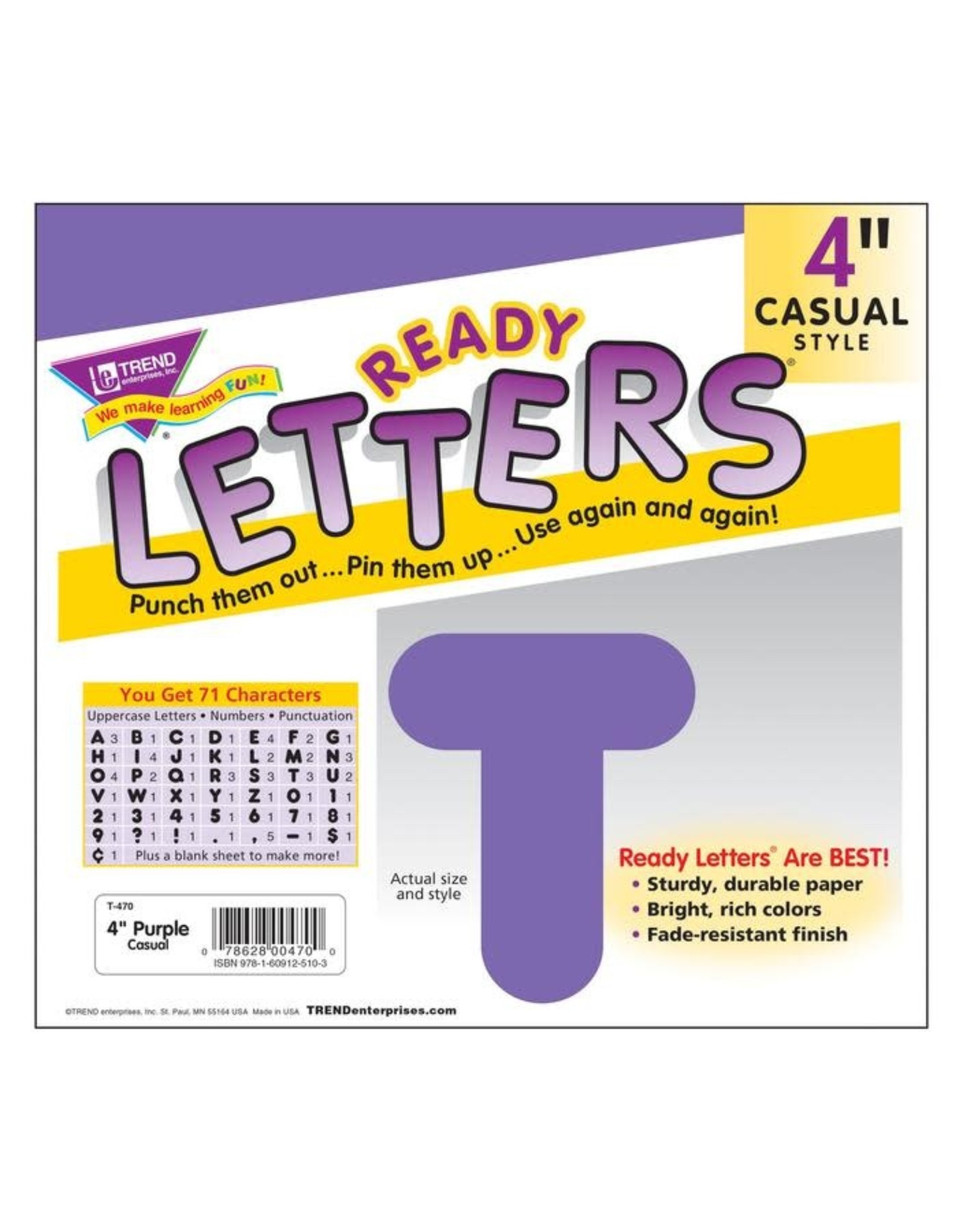 READY LETTERS: 4" PURPLE