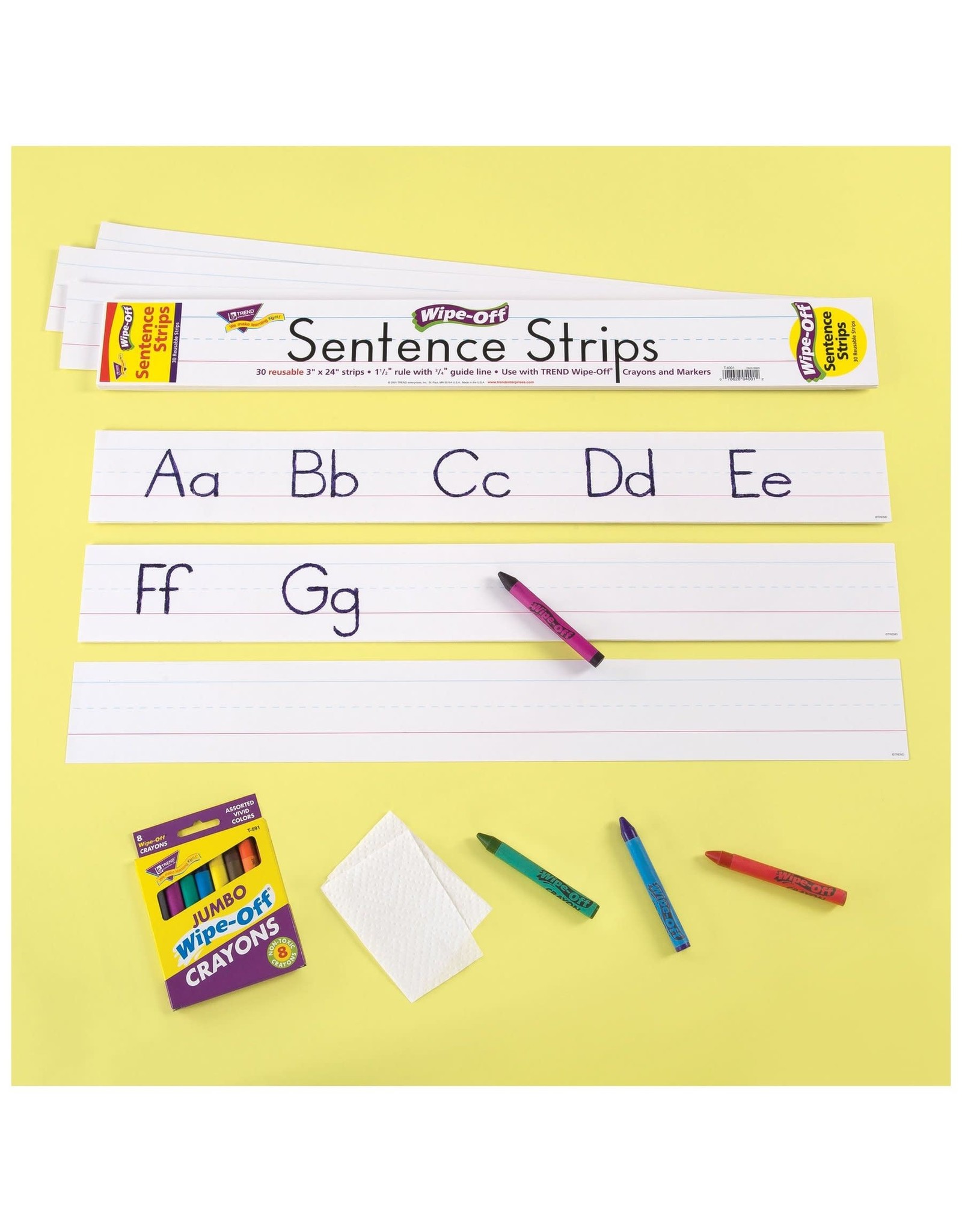 SENTENCE STRIPS -  3"X24" DRY ERASE WHITE 30 PACK