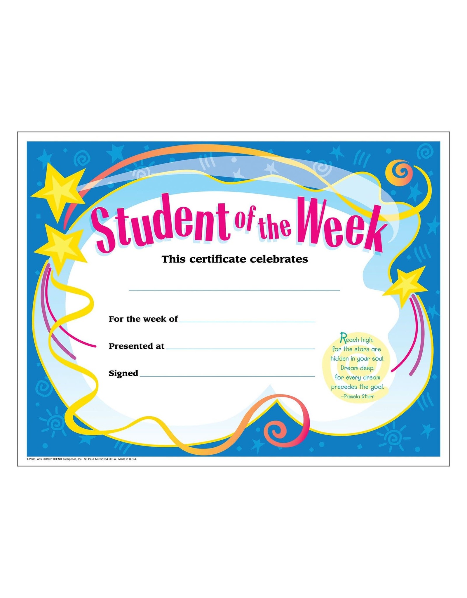 STUDENT OF THE WEEK CERTIFICATE 30