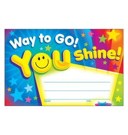 Trend Enterprises AWARD CERTIFICATE: WAY TO GO YOU SHINE 30 PACK