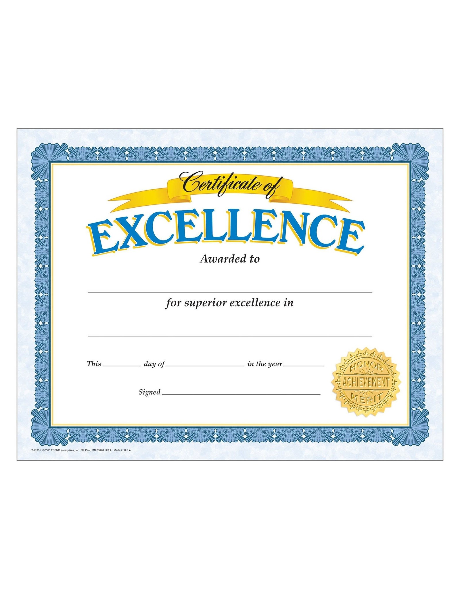 CERTIFICATE OF EXCELLENCE 8.5"x11" - 30 PACK