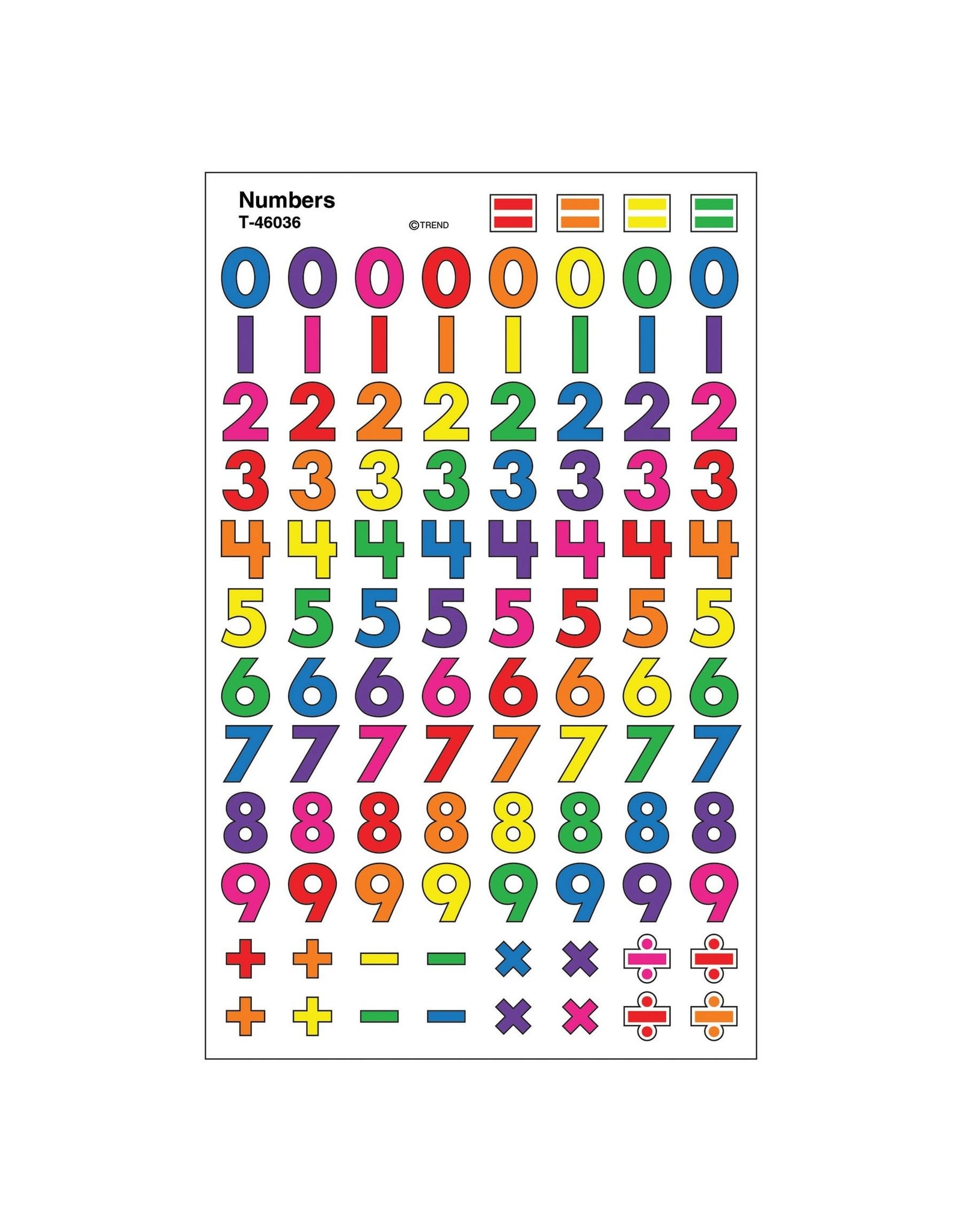 STICKERS: NUMBERS 8 SHEETS