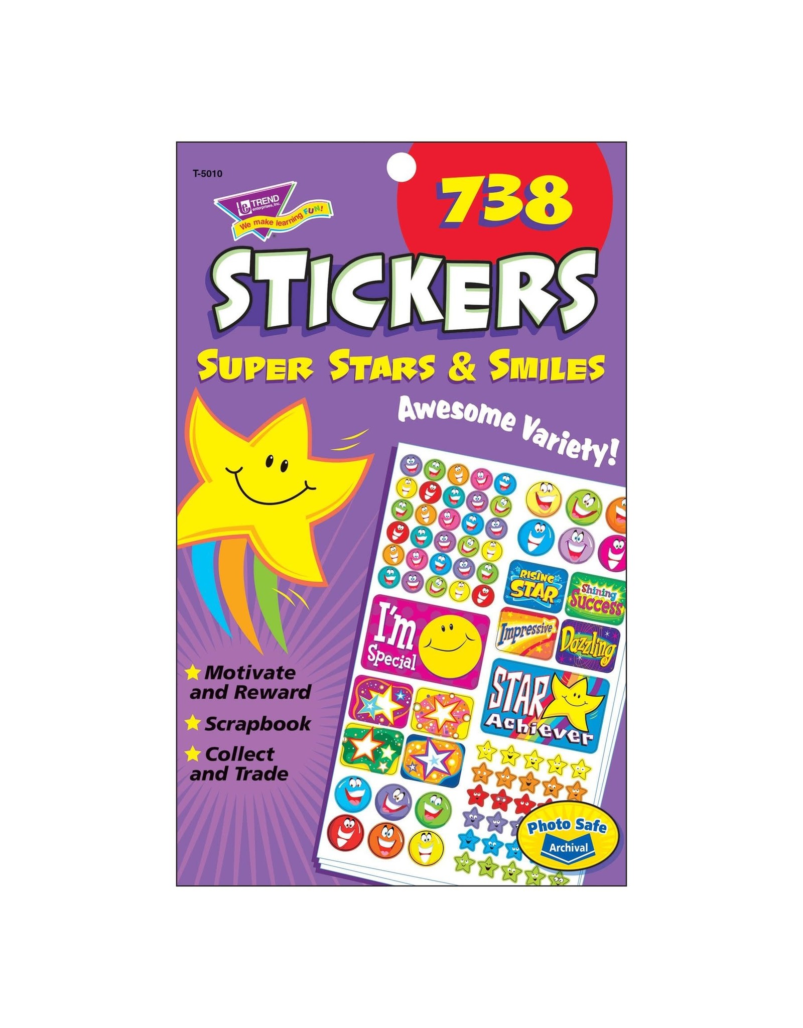 STICKERS ASSORTED: SUPER STARS & SMILES 738 STICKERS