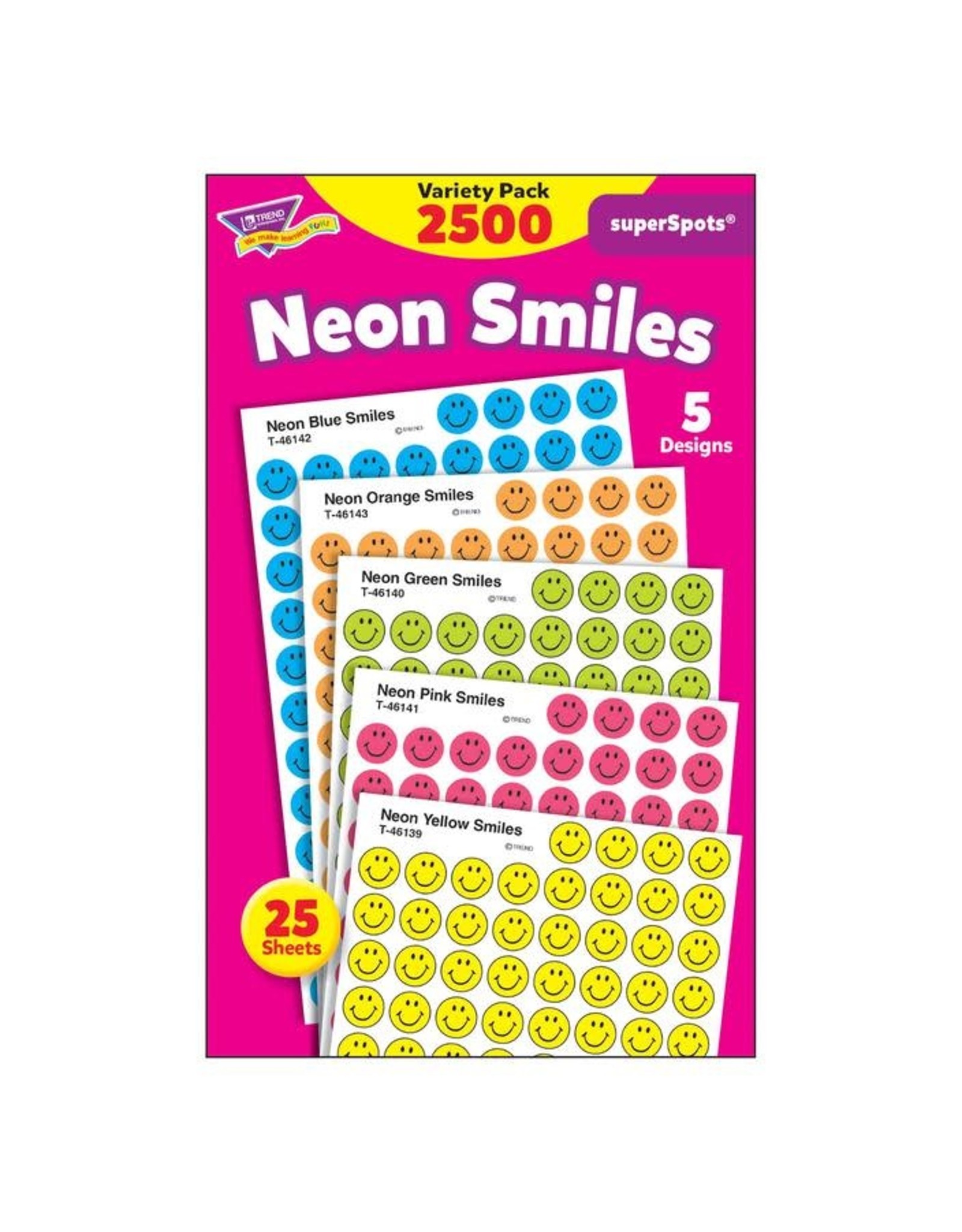 STICKER CHART SEALS: SMILES, NEON ASSORTED  2500 STICKERS