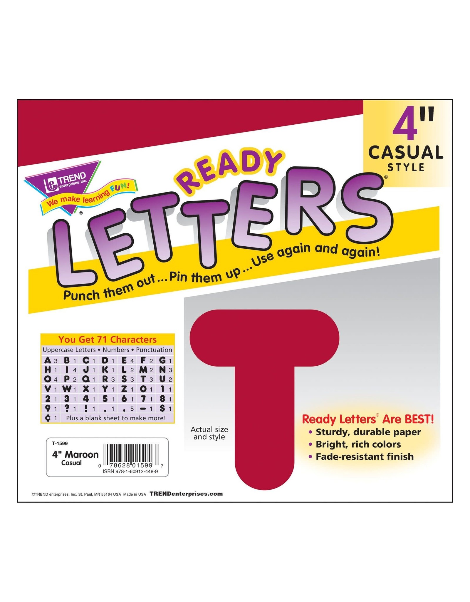 READY LETTERS: 4" MARROON