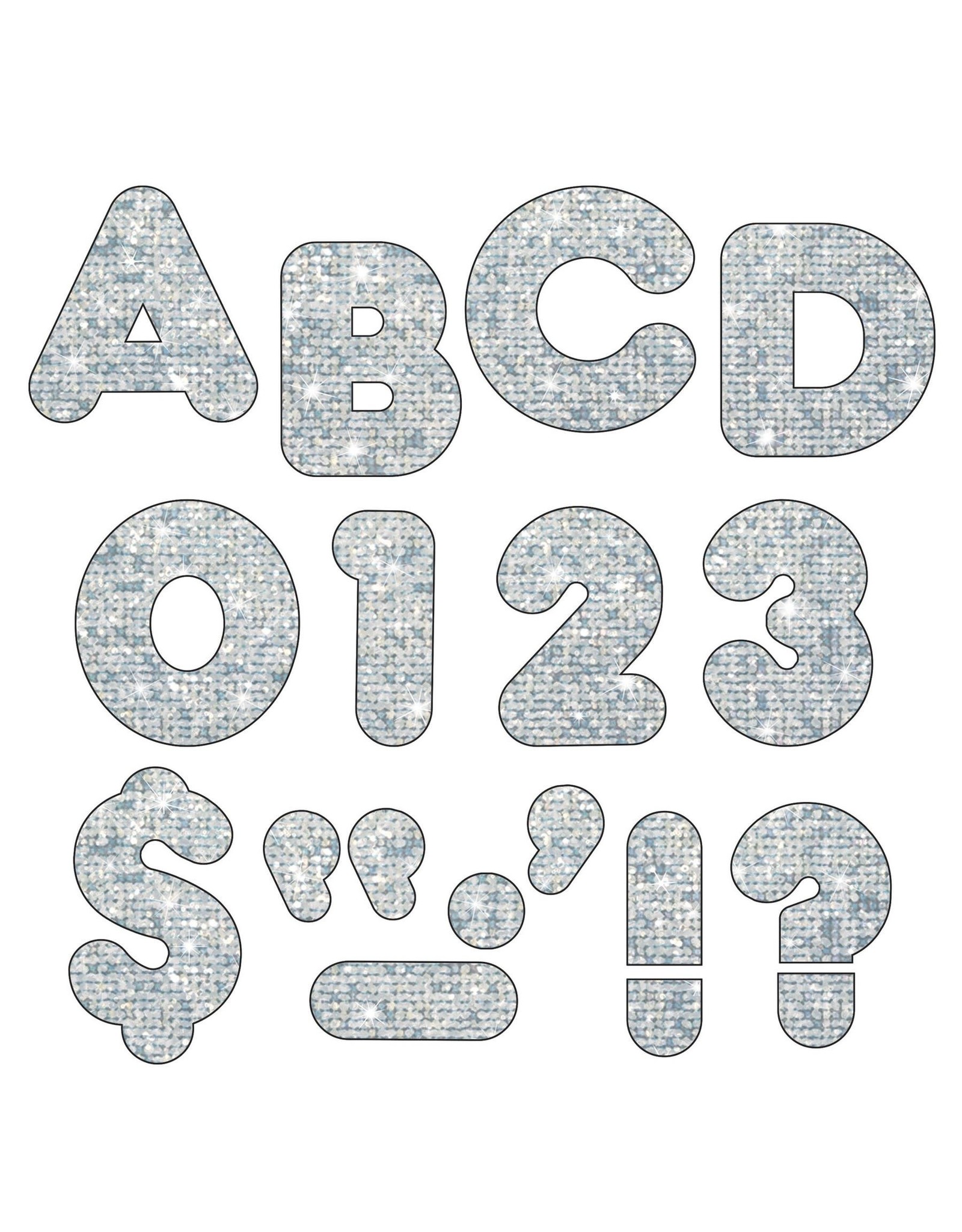 READY LETTERS: 4" SPARKLE SILVER